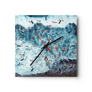 Wall clock - Clock on glass - Seaside Parade - 30x30 cm