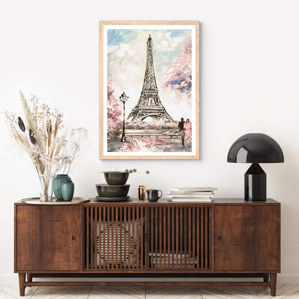 Poster in light oak frame - April Walk in Paris - 40x50 cm