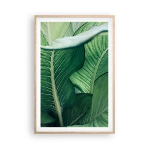 Poster in light oak frame - Life in Intense Green Colour - 61x91 cm