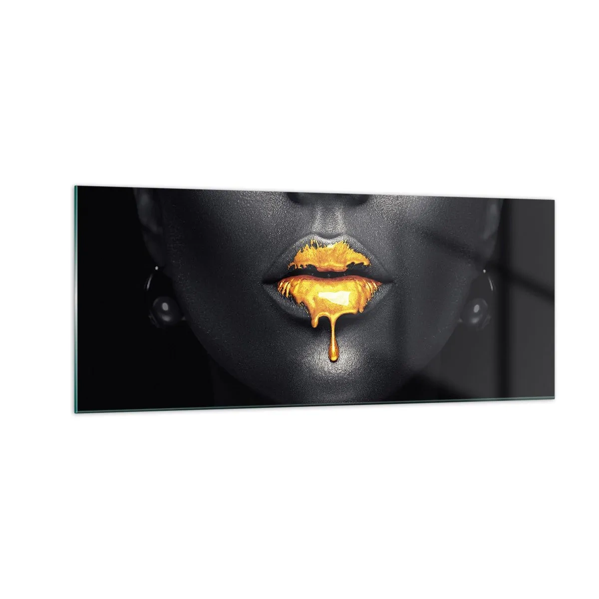 Glass picture - Golden Lips - 100x40 cm