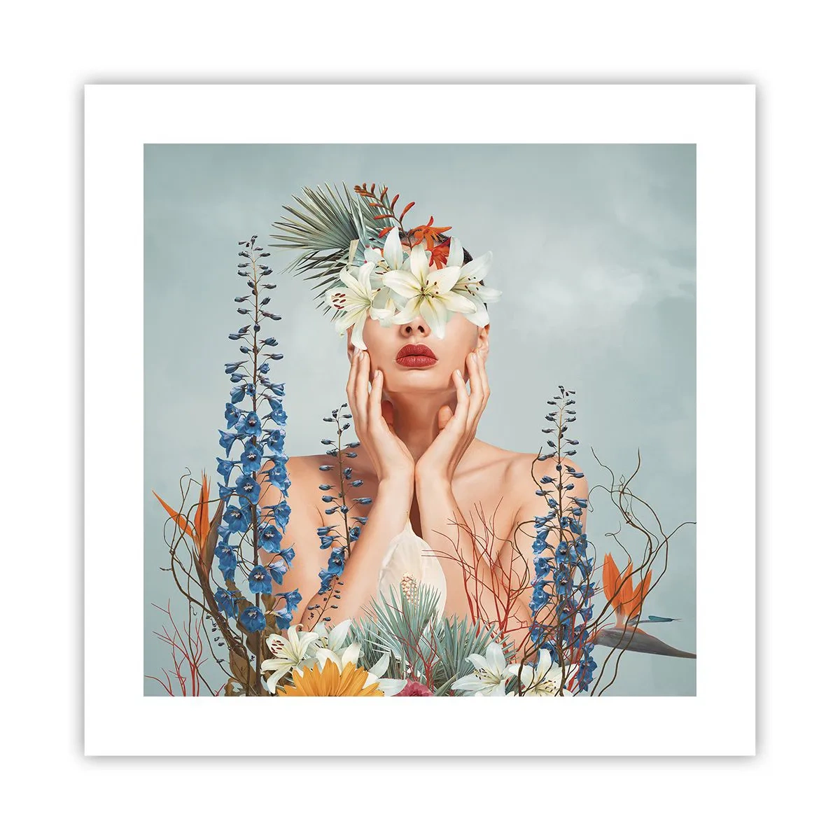 Poster - Woman – Flower - 40x40 cm