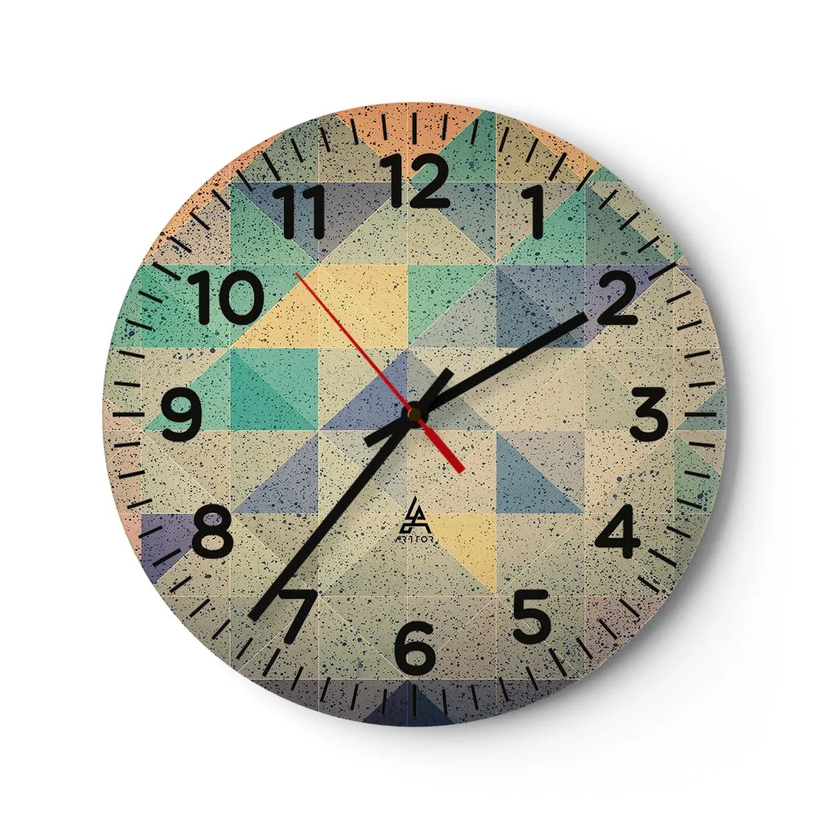 Wall clock - Clock on glass - The Republic of Triangles - 40x40 cm