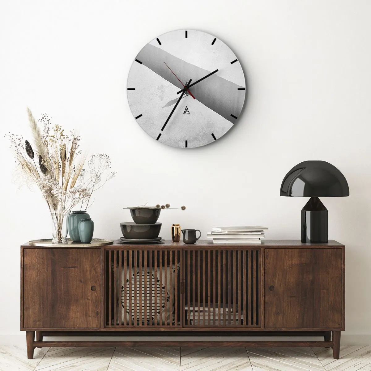 Wall clock - Clock on glass - Clear Goal - 40x40 cm