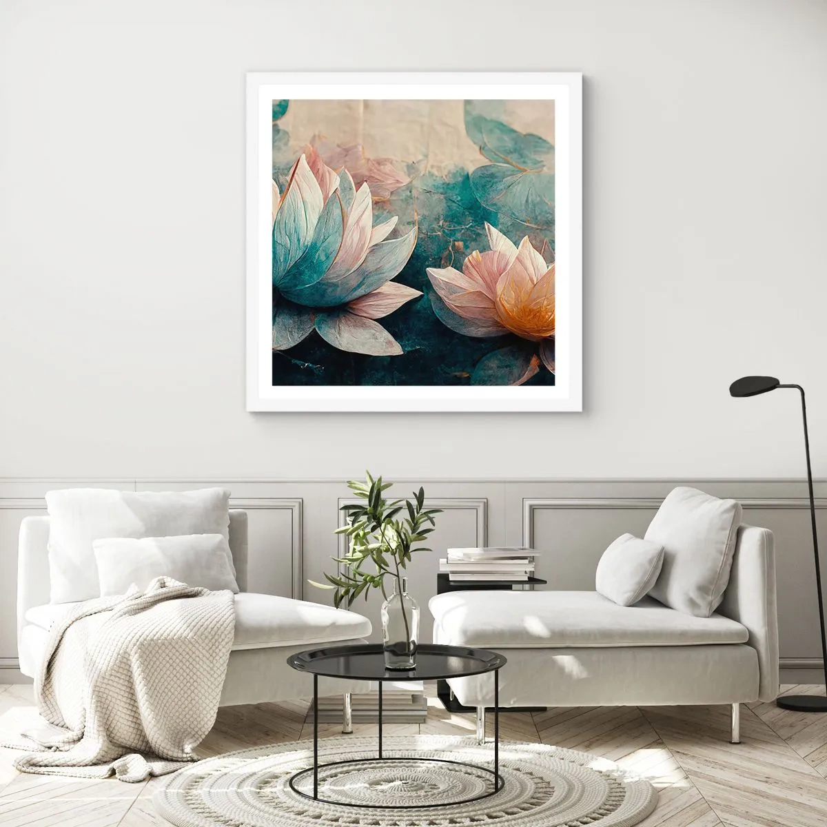 Poster in white frmae - Stars of the Lake - 30x30 cm