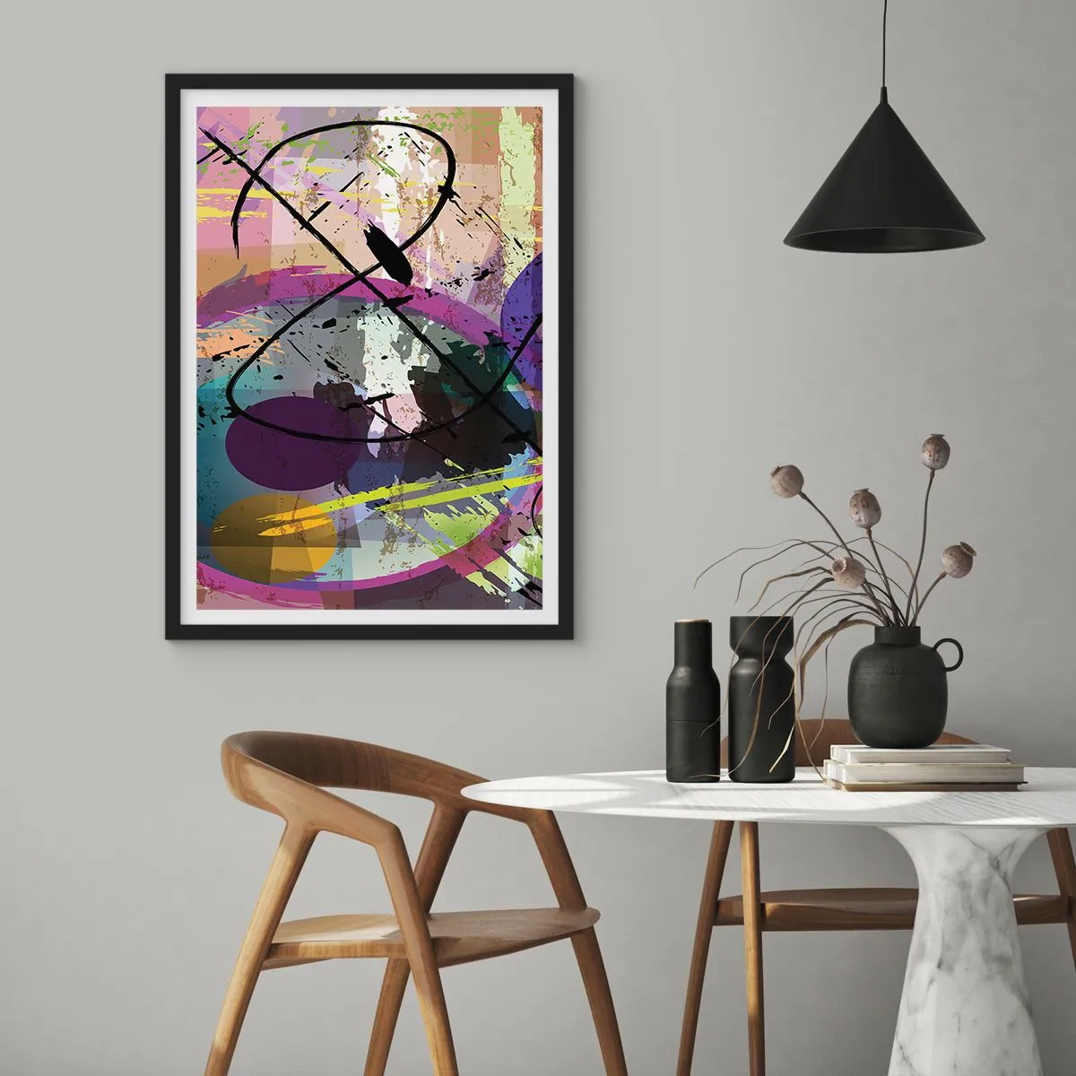 Poster in black frame - Straight Ahead or Around - 30x40 cm