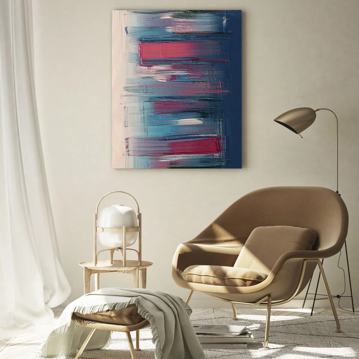 Glass picture - Vertical Composition In Blue And Red - 50x70 cm