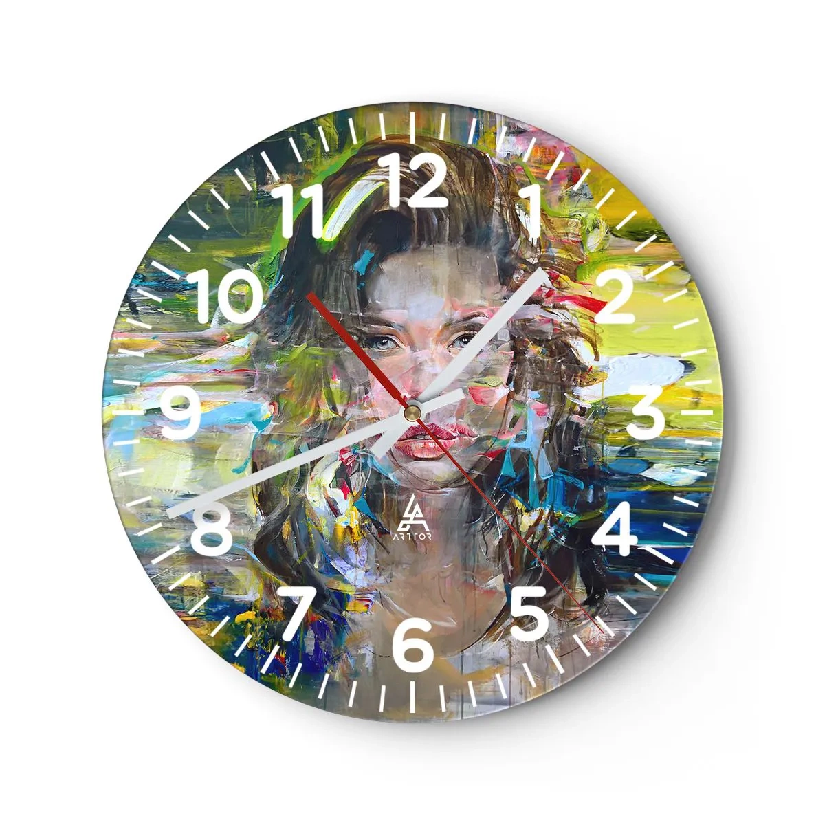 Wall clock - Clock on glass - Behind a Curtain of Air - 40x40 cm