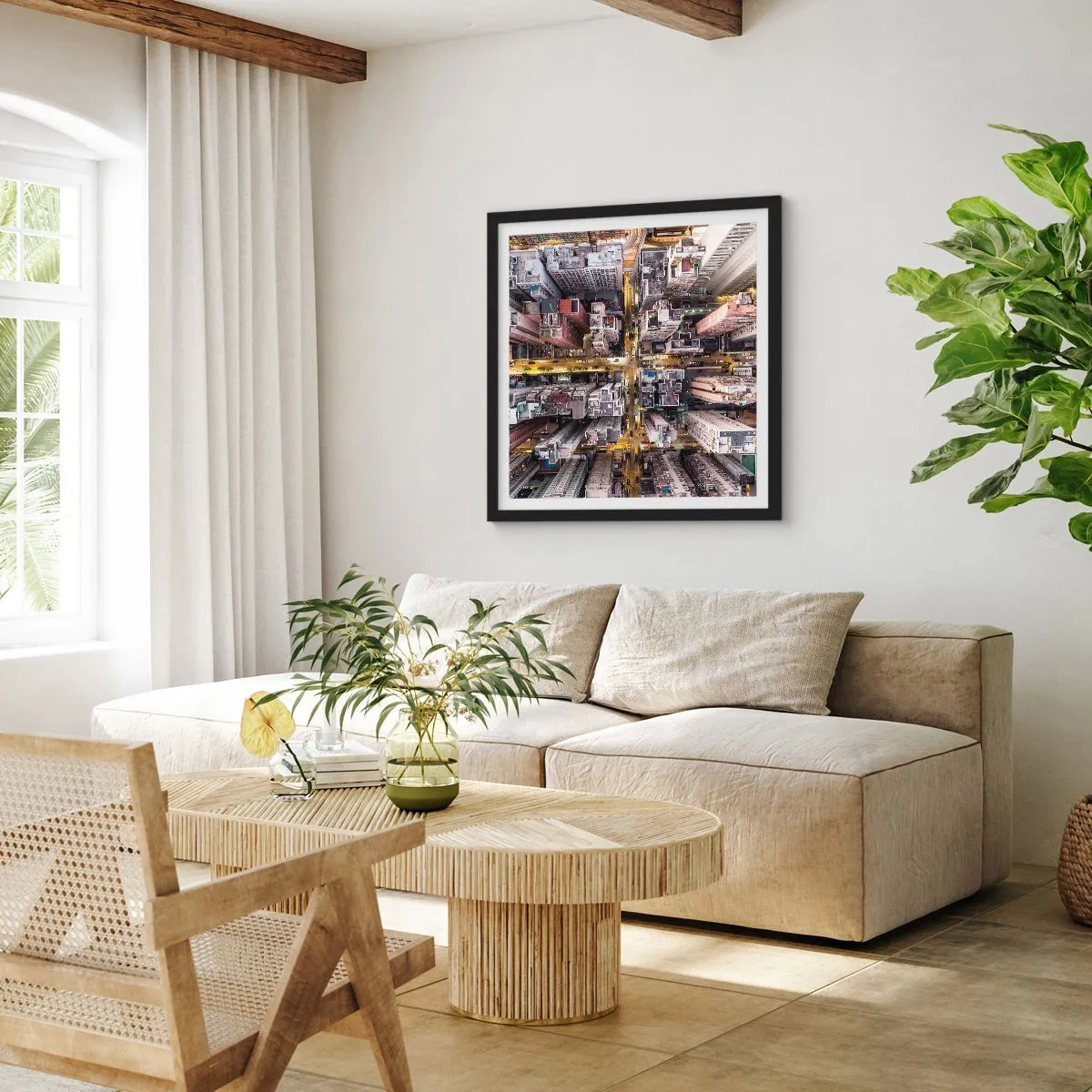 Poster in black frame - Greetings from Hong Kong - 50x50 cm
