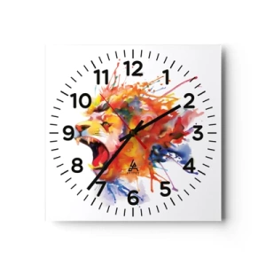 Wall clock - Clock on glass - Explosion of Wrath - 30x30 cm