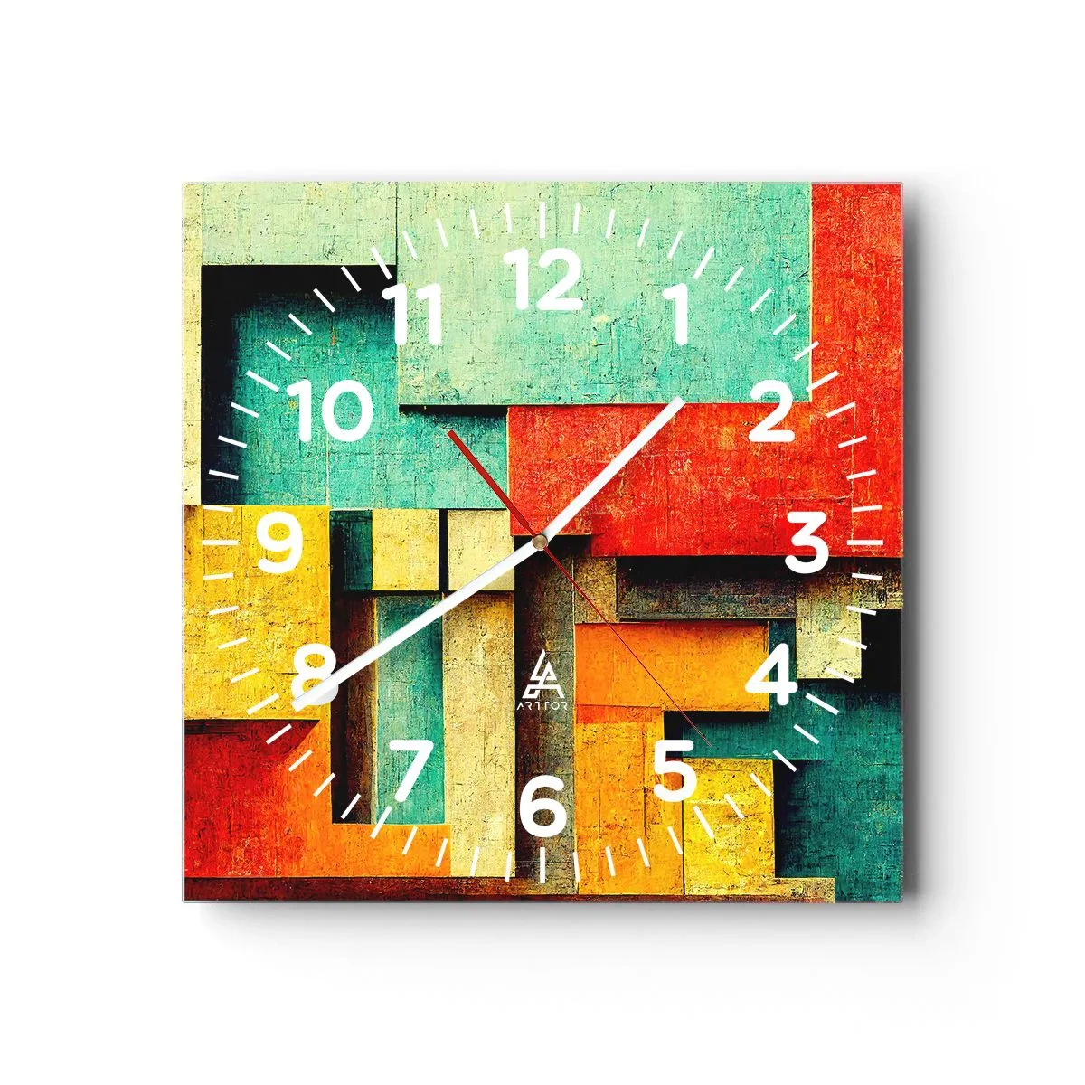 Wall clock - Clock on glass - Festival of Right Angles - 30x30 cm