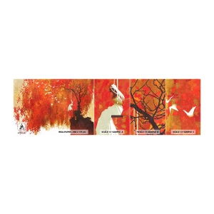 Photo Wallpaper Sample Self-Adhesive Deluxe Sticker - Will It Fly with Us? - Abstraction, Woman, Birds - 100x30 cm