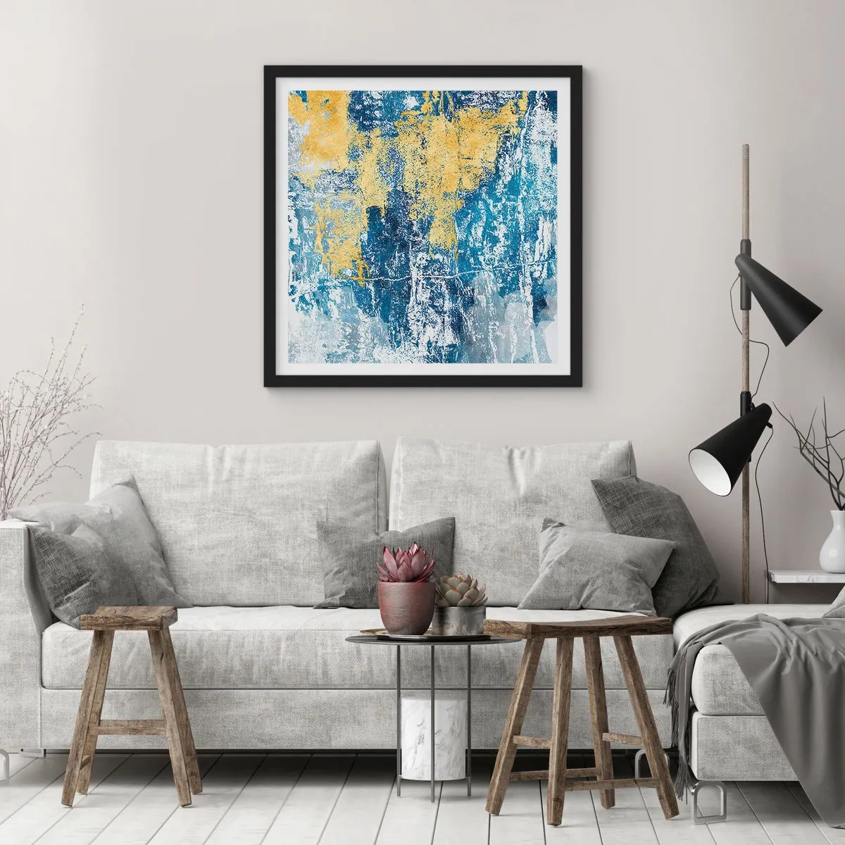 Poster in black frame - Abstract Full of Optimism - 40x40 cm