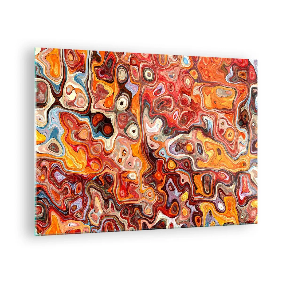 Glass picture - Abstract composition in shades of orange and red - 70x50cm - If Nuts Dissolved in Honey - Modern wall decoration for the living room and bedroom ARTTOR