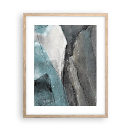 Poster in light oak frame - Abstract: Rocks and Ice - 40x50 cm