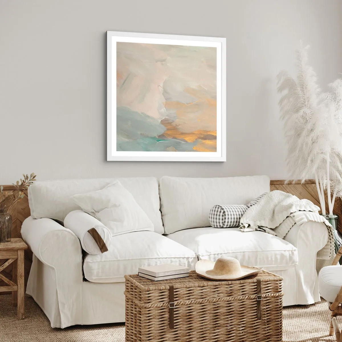 Poster in white frmae - Abstract: Land of Gentleness - 40x40 cm