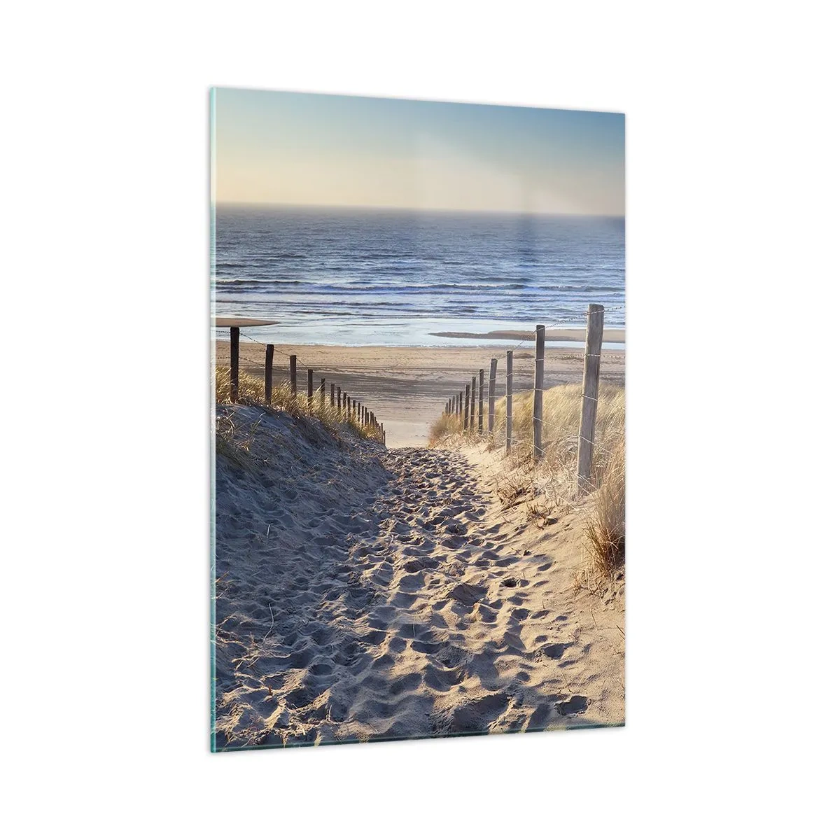 Glass picture - Sound of the Sea, Singing of the Birds, Wild Beach among Grass - 50x70 cm