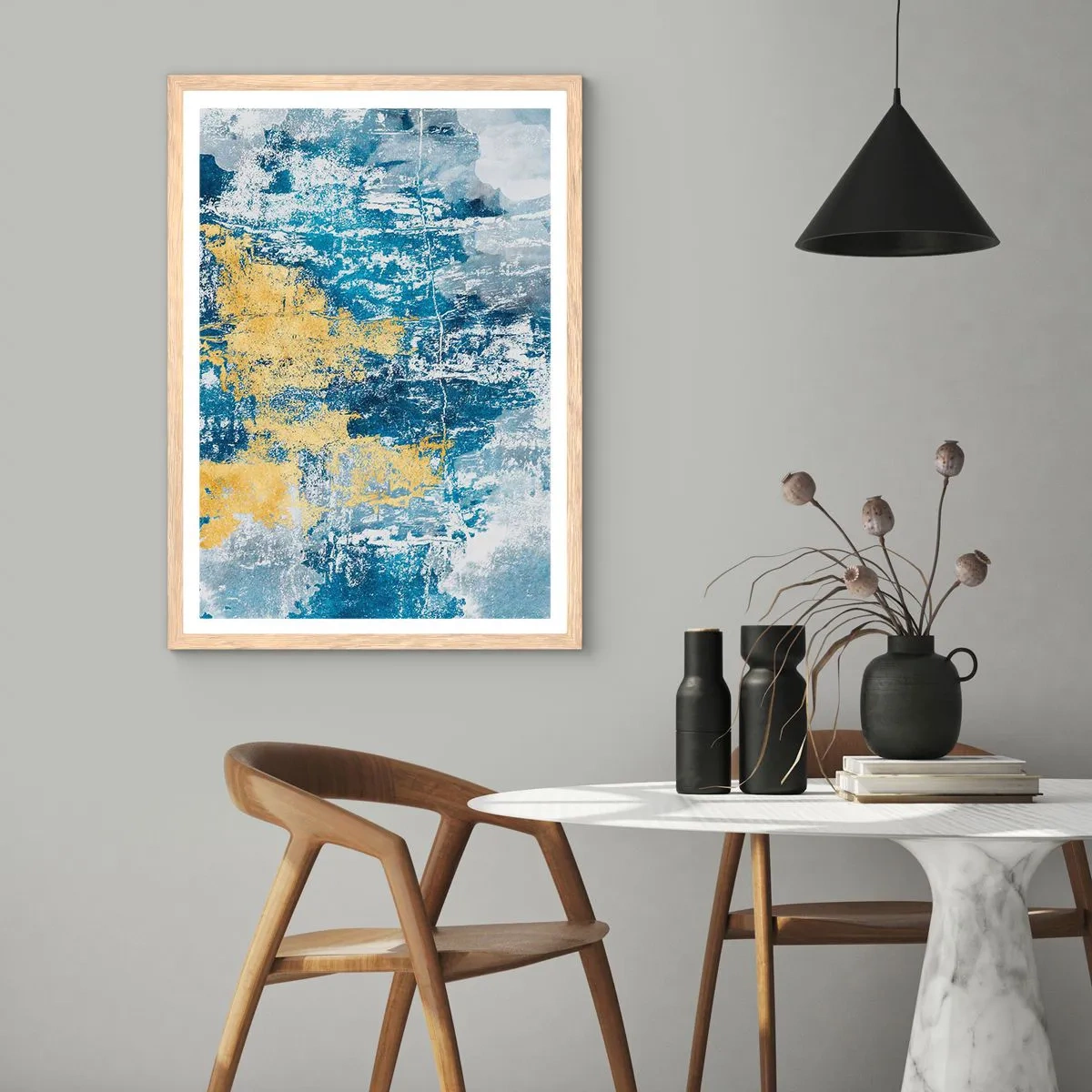 Poster in light oak frame - Abstract Full of Optimism - 70x100 cm