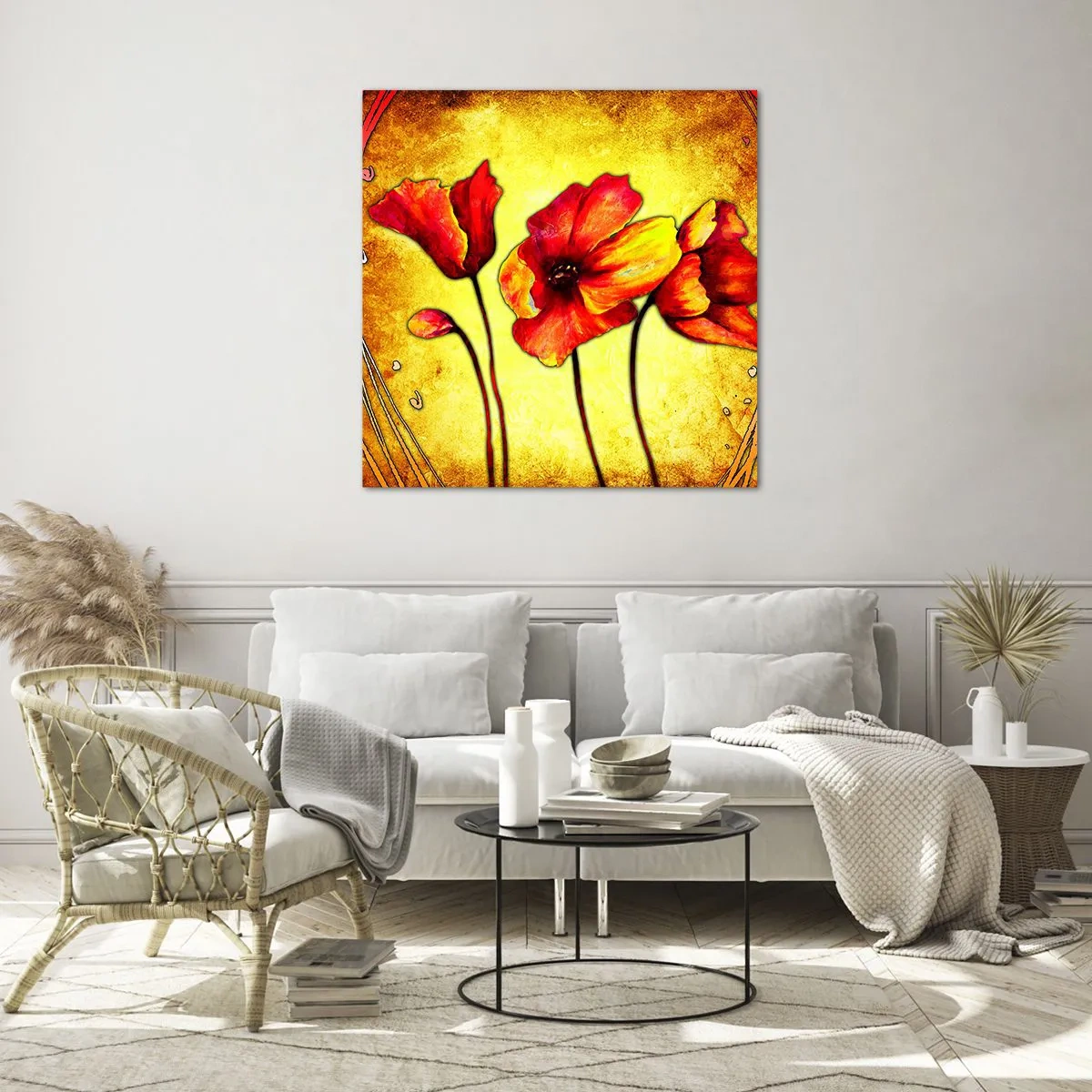 Glass picture - In Art Nouveau Decoration - 30x30 cm