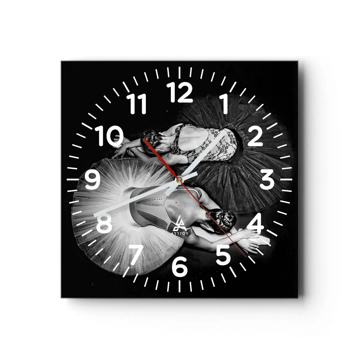 Wall clock - Clock on glass - Yin and Yang - Ideal Balance - 30x30 cm