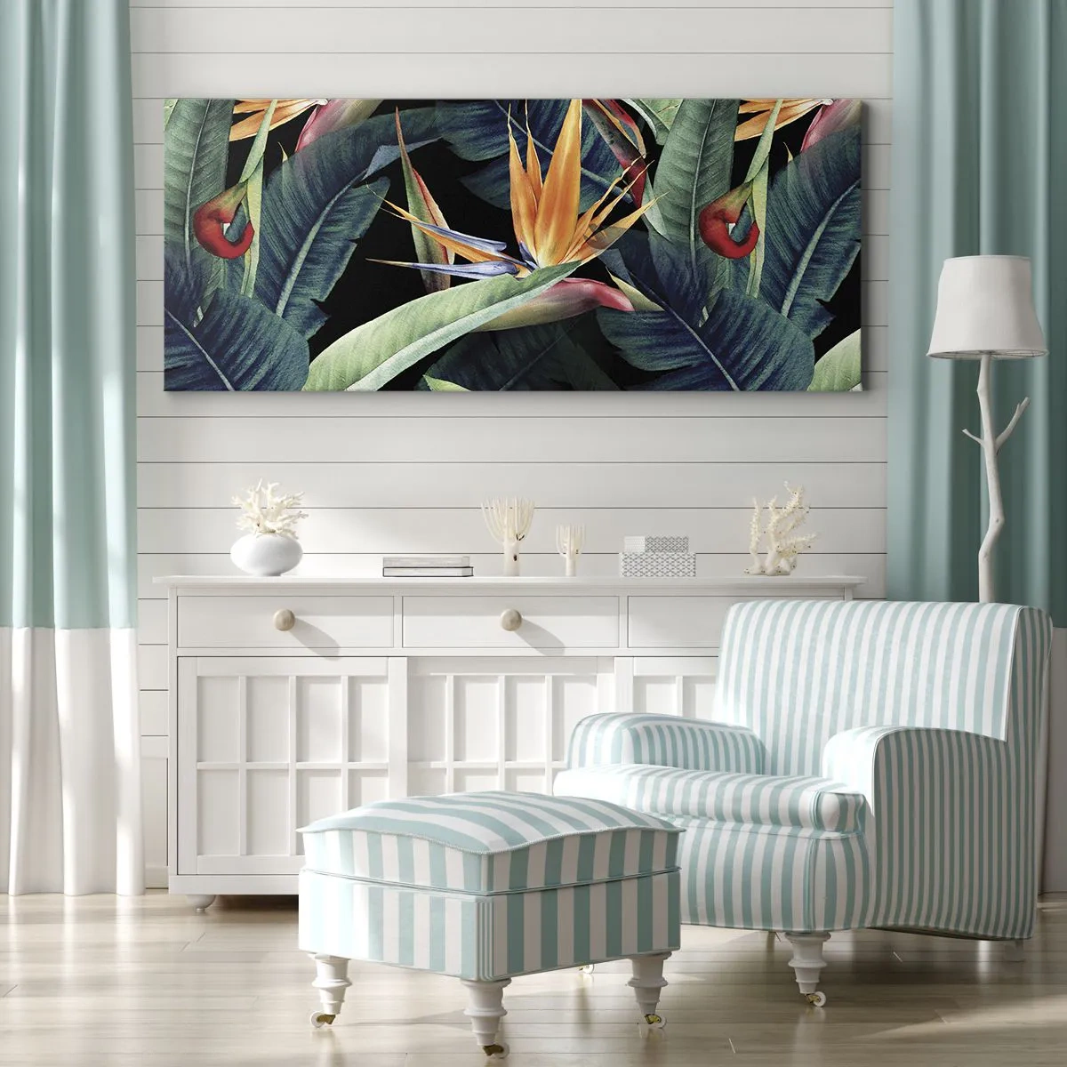 Canvas picture - Flaming Flowers of the Tropics - 90x30 cm