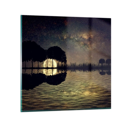 Glass picture - Night at the Edge of the World - 70x70 cm