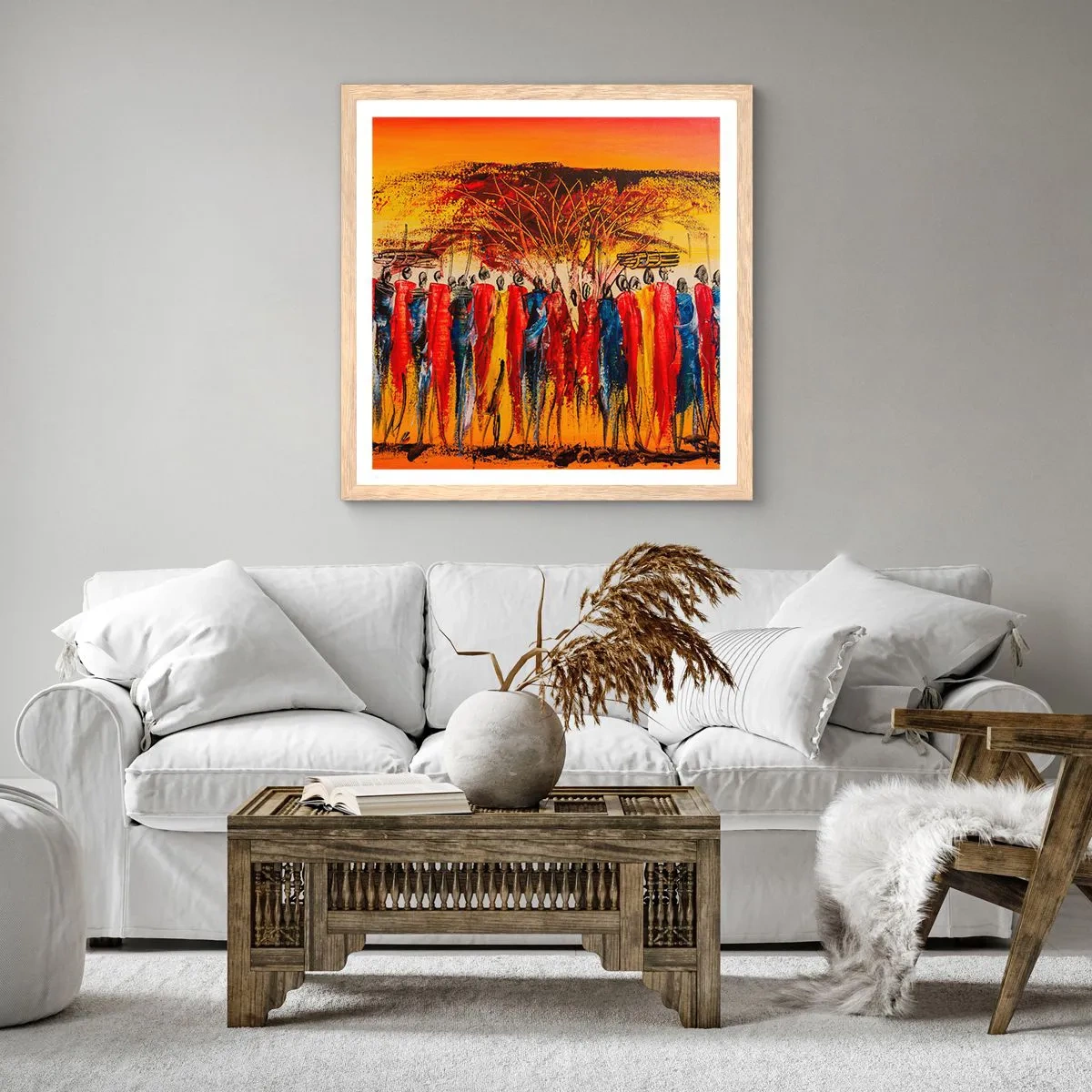 Poster in light oak frame - Marching in the Rhythm of Tam-tam - 60x60 cm