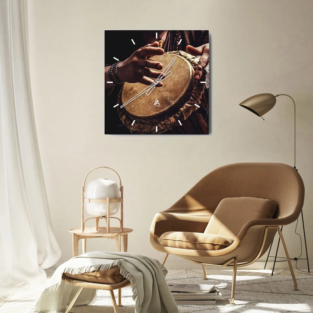 Wall clock - Clock on glass - In the Rhythm of the Heart - 30x30 cm