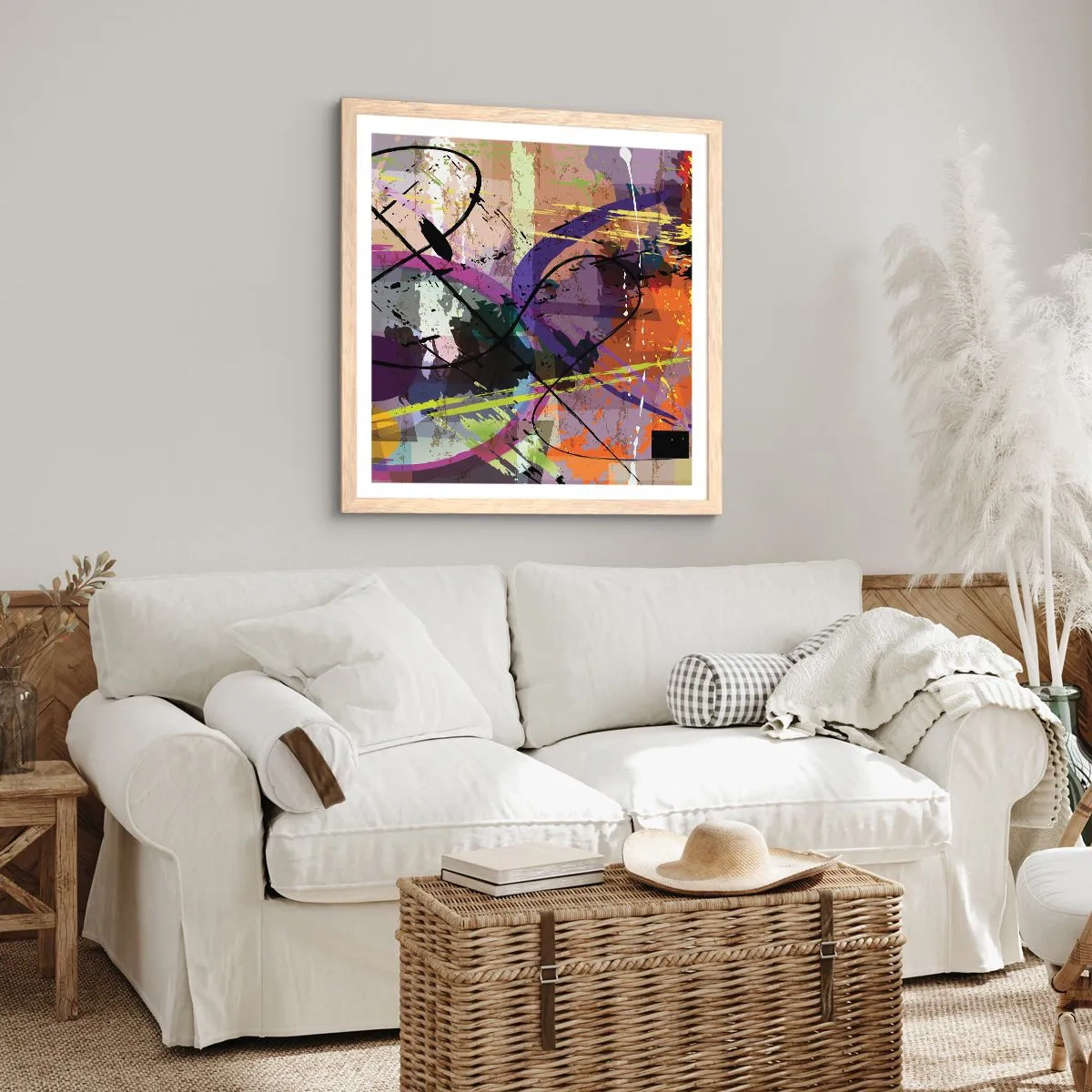 Poster in light oak frame - Straight Ahead or Around - 50x50 cm