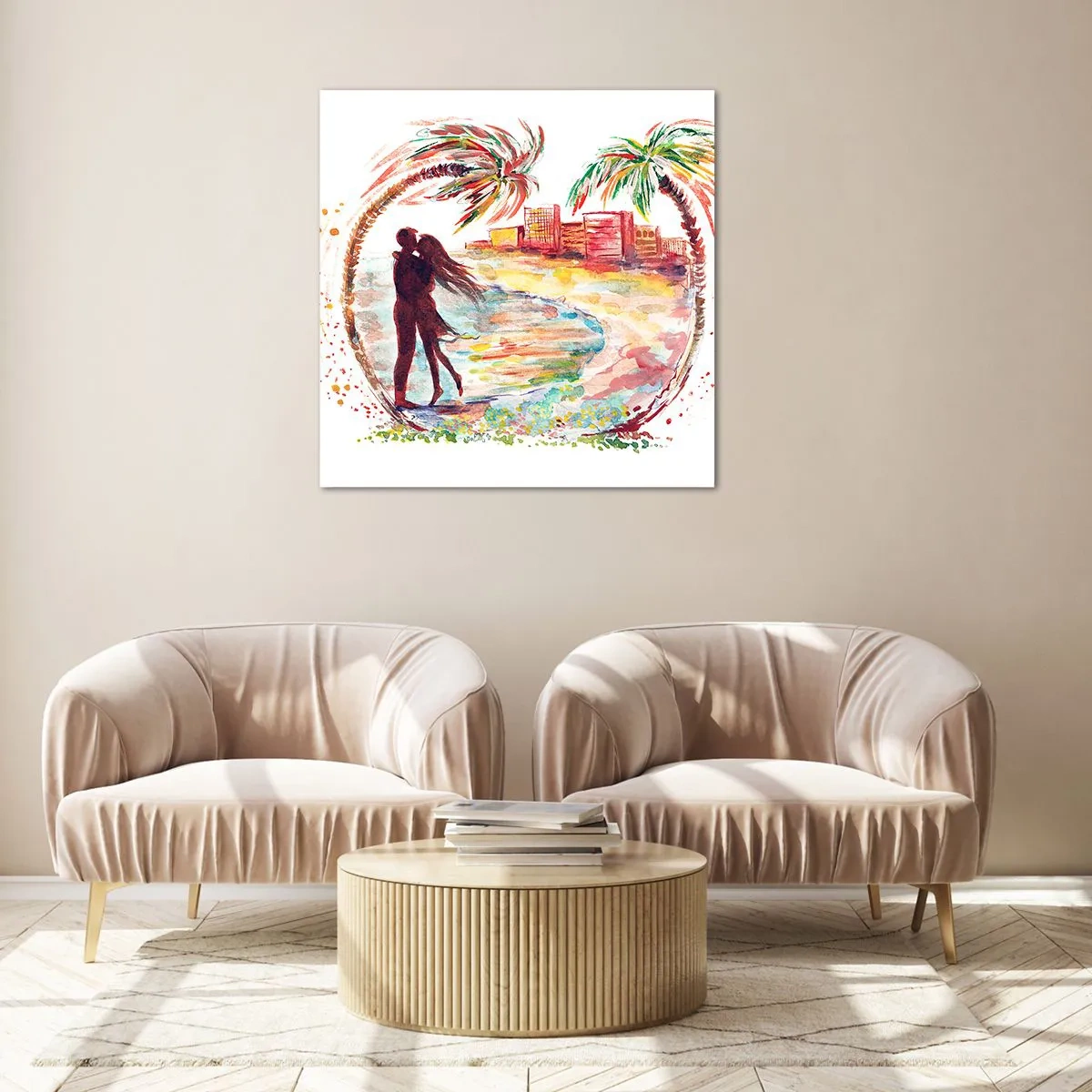 Glass picture - Romantic Holiday - 30x30 cm