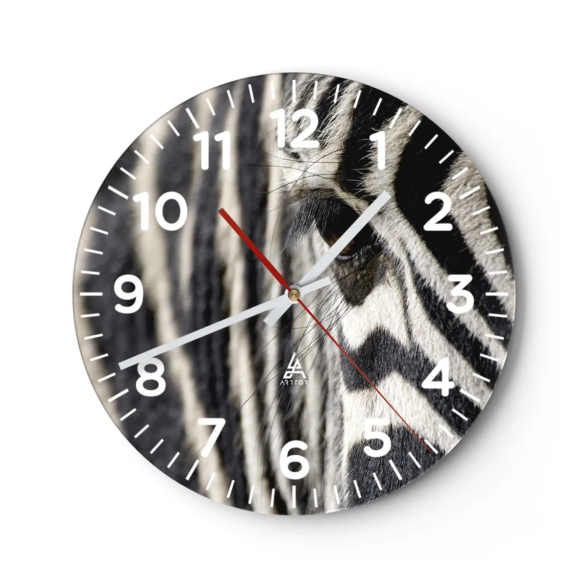 Wall clock - Clock on glass - Striped Portrait - 40x40 cm