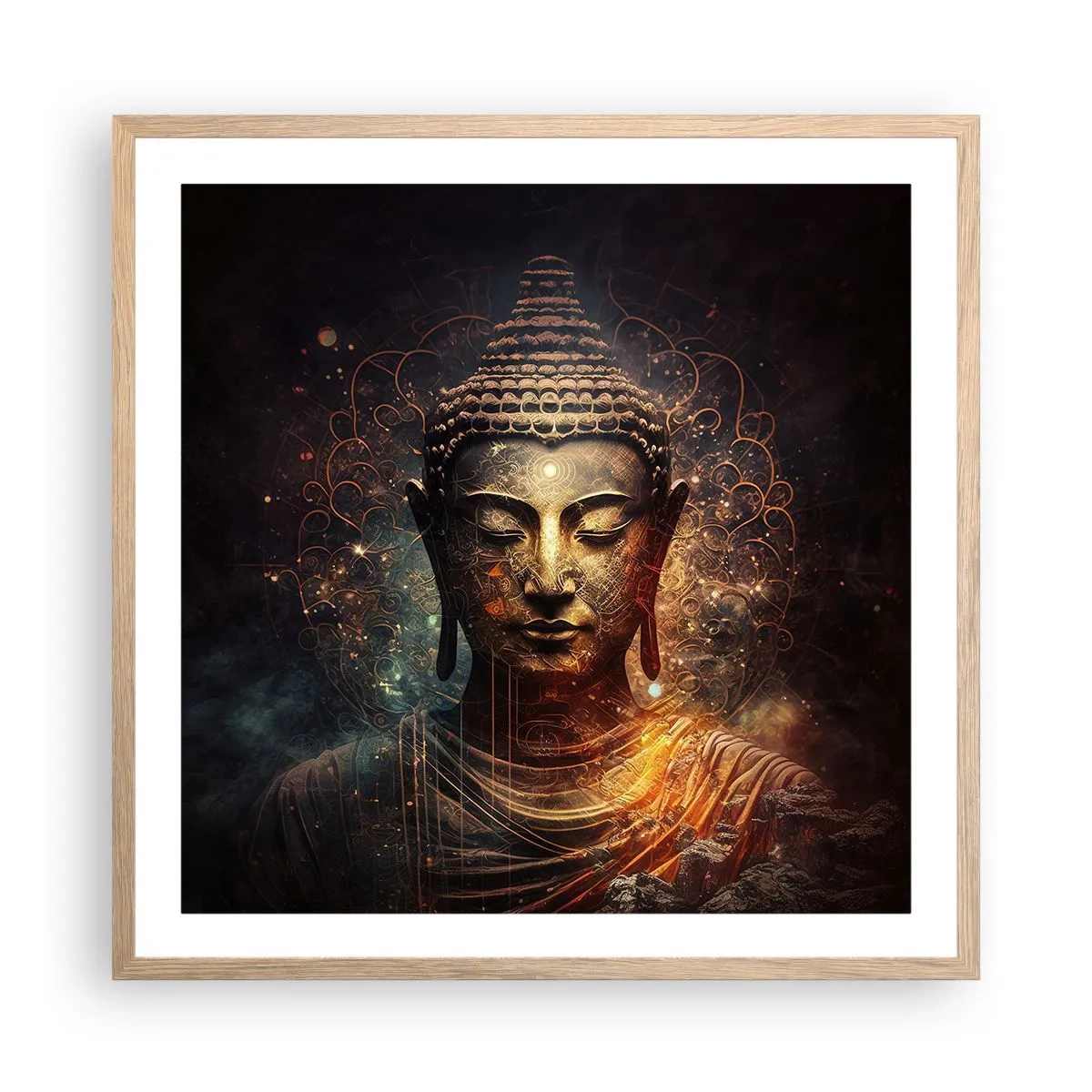 Poster in light oak frame - Spiritual Balance - 60x60 cm
