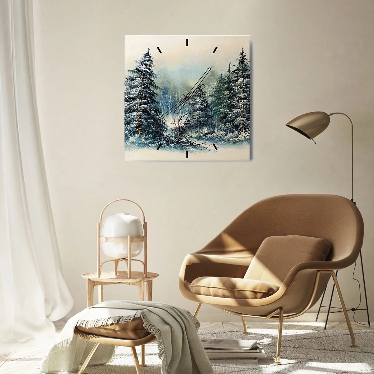 Wall clock - Clock on glass - Ready for Christmas - 30x30 cm