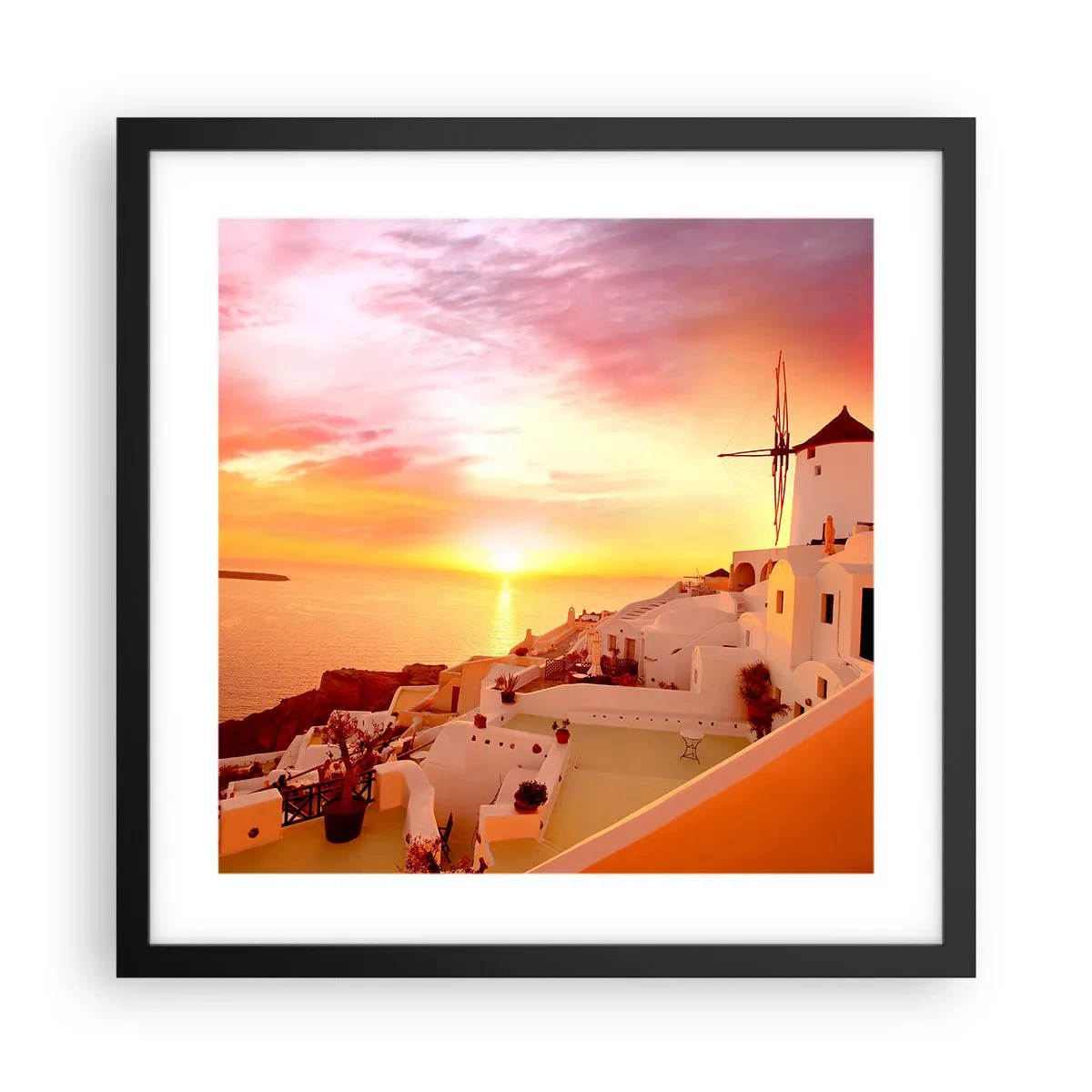 Poster in black frame - Melting in White and Gold - 40x40 cm