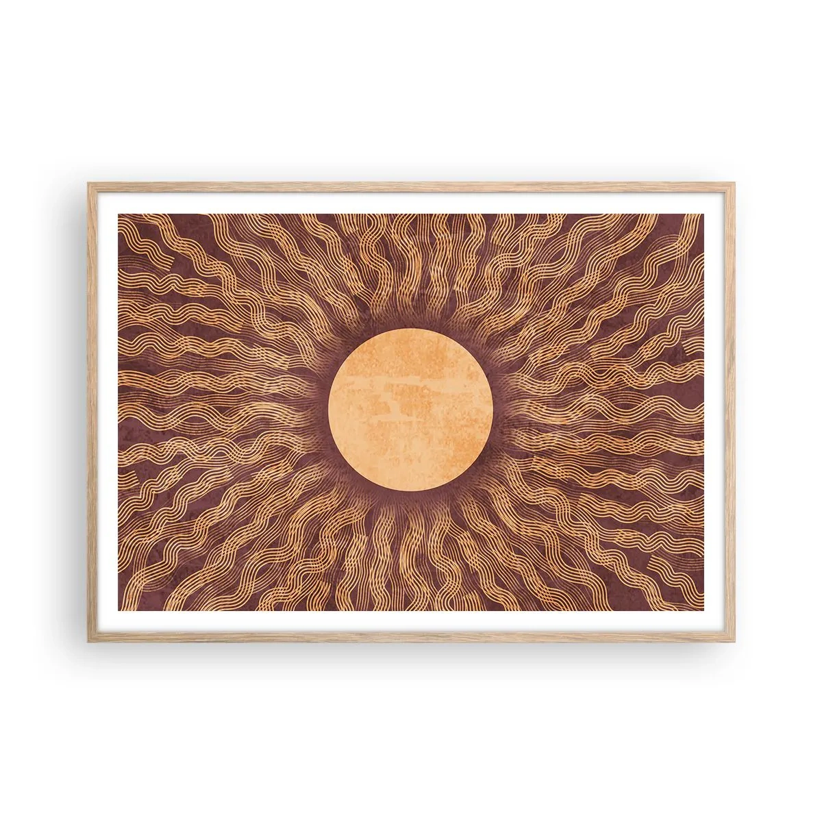 Poster in light oak frame - Sun Icon - 100x70 cm