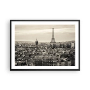 Poster in black frame - Over the Roofs of Paris - 70x50 cm