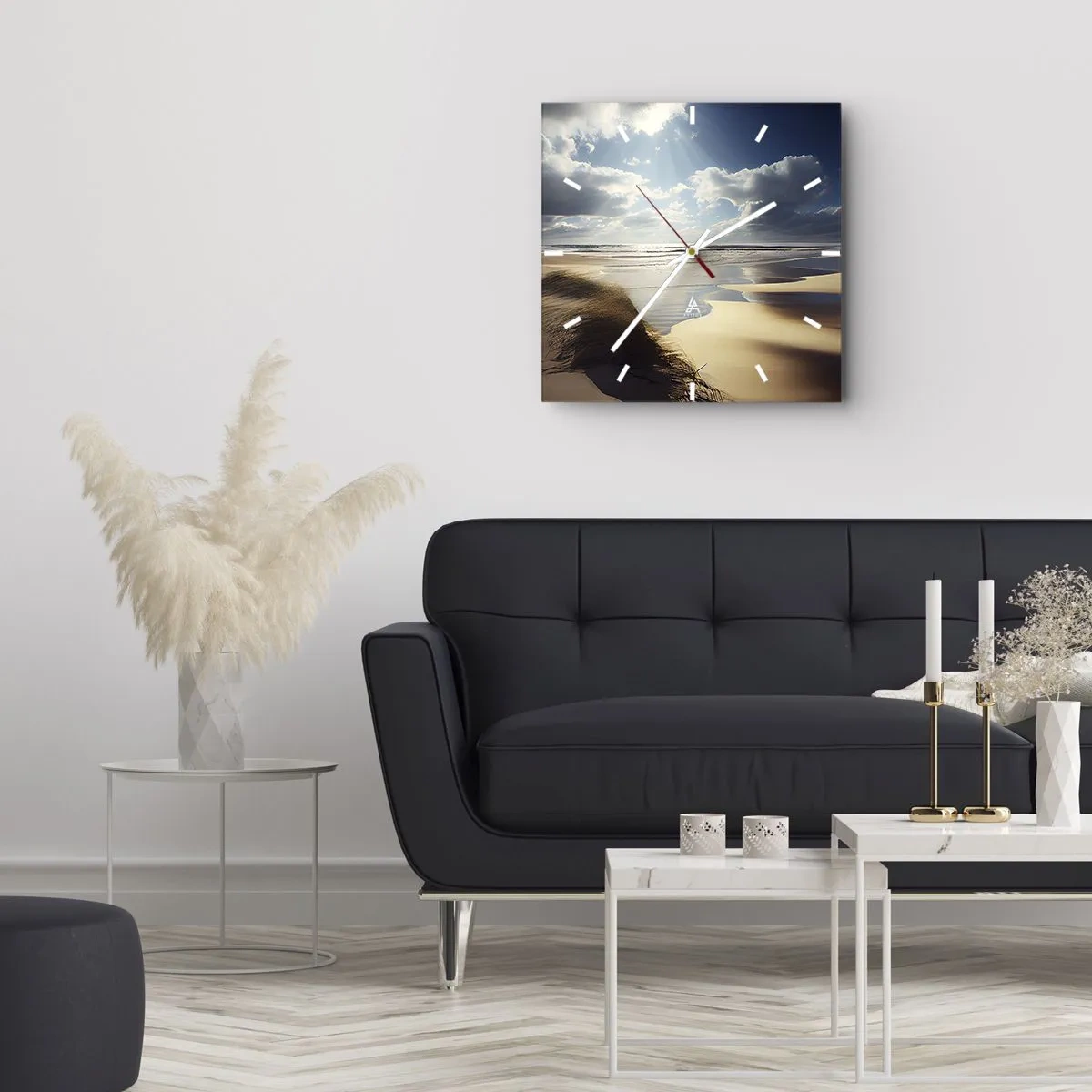 Wall clock - Clock on glass - Beach, Wild Beach - 30x30 cm