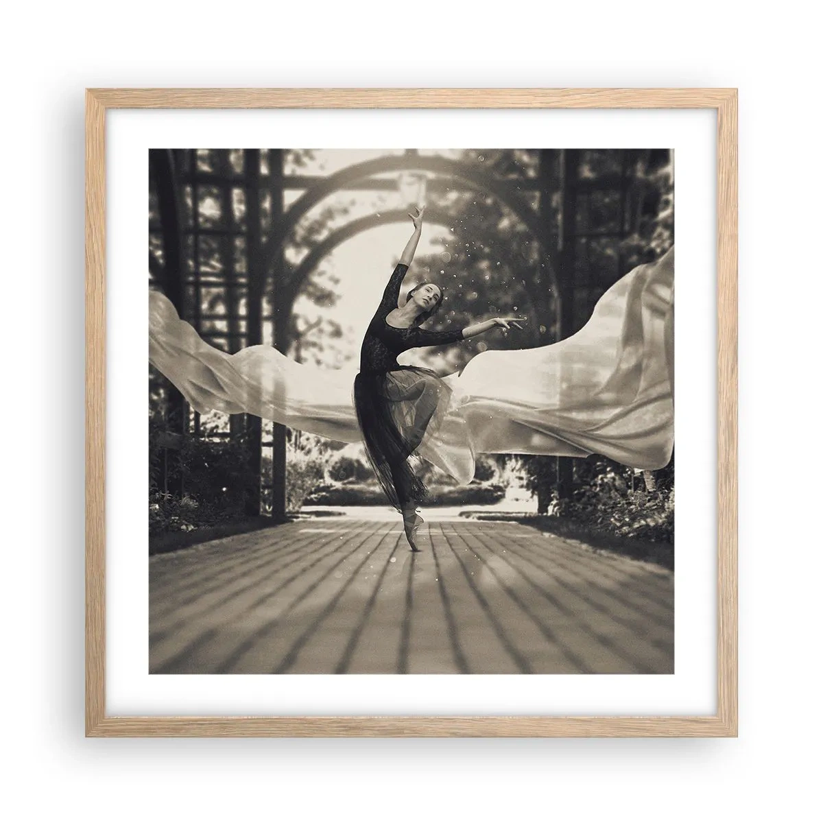 Poster in light oak frame - Dance of the Garden Spirit - 50x50 cm
