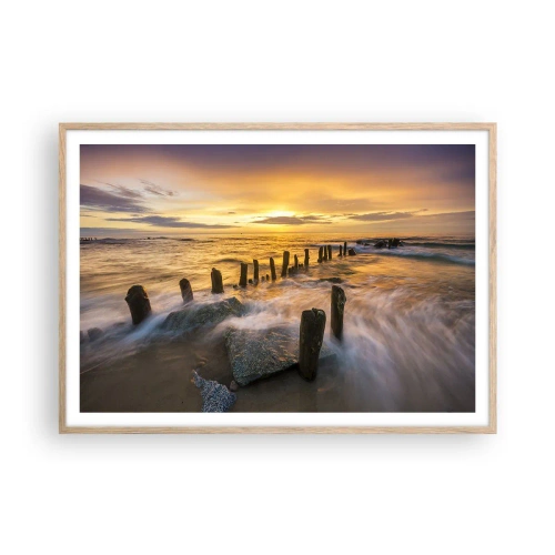 Poster in light oak frame - Raw Beauty of the Baltic Sea - 100x70 cm