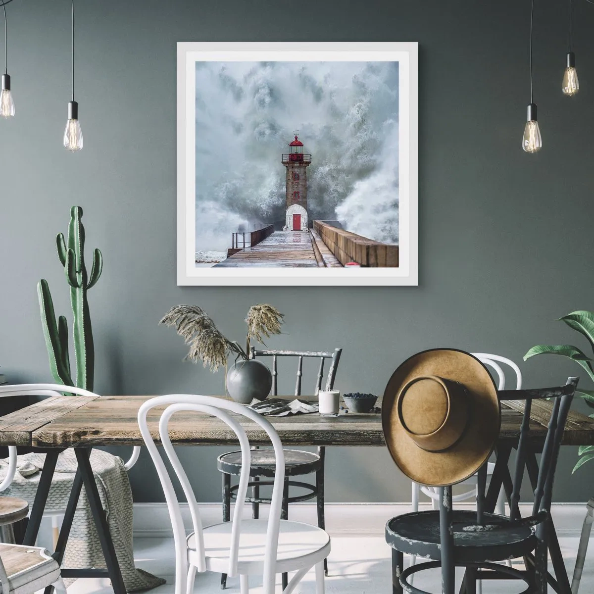 Poster in white frmae - Roar of Waters, Whirr of the Wind - 60x60 cm