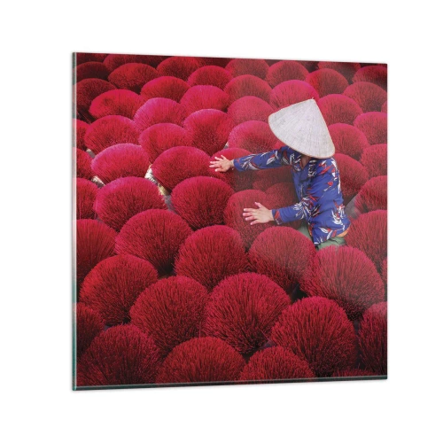 Glass picture - In the Rice Field  - 60x60 cm