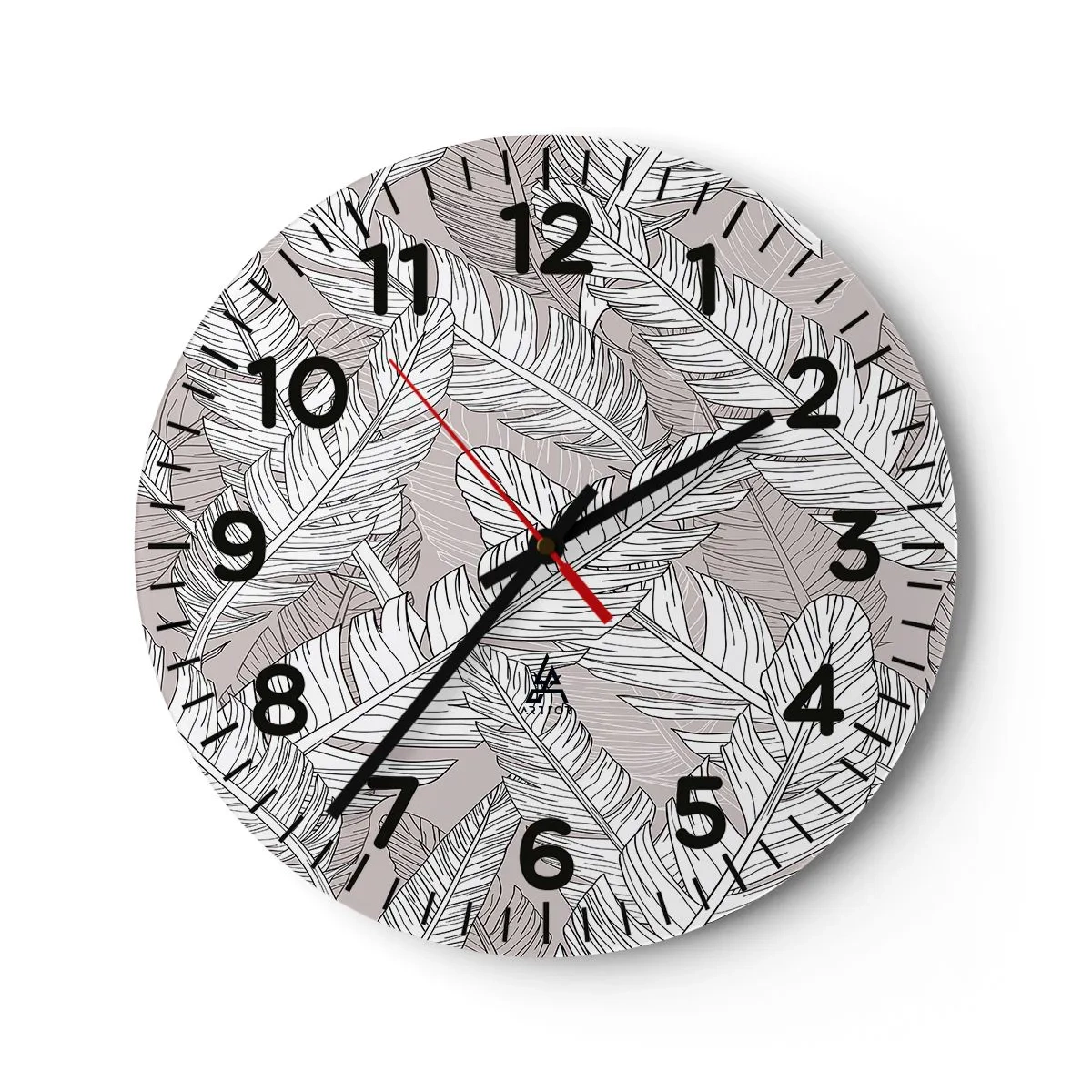 Wall clock - Clock on glass - Storm of Feathers - 40x40 cm