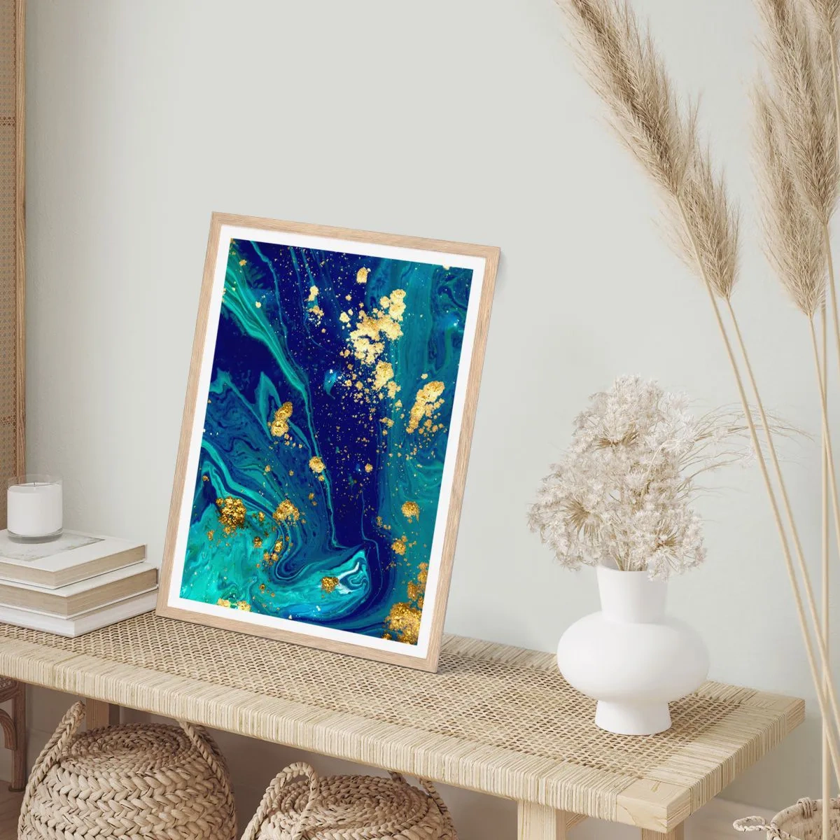 Poster in light oak frame - Sun Flakes - 61x91 cm
