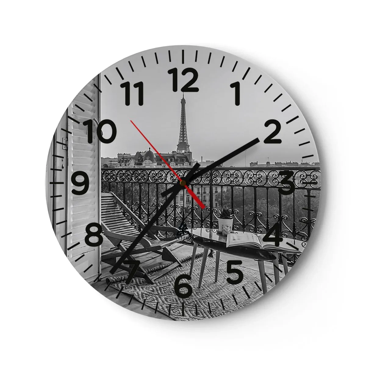 Wall clock - Clock on glass - Parisian Afternoon - 30x30 cm