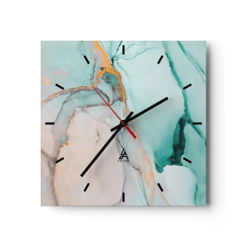 Wall clock - Clock on glass - Dance of Shapes and Colours - 40x40 cm