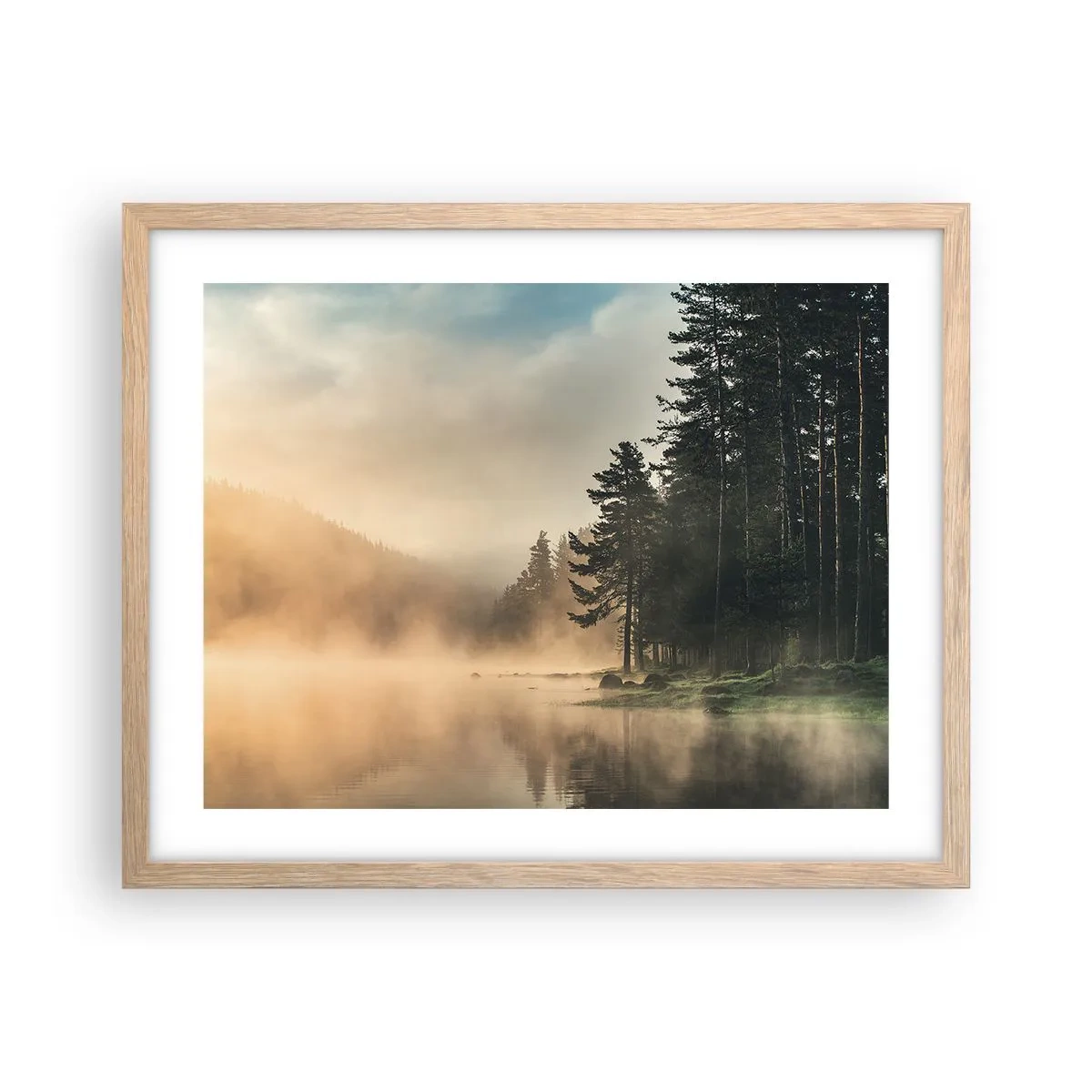 Poster in light oak frame - Birth of a Day - 50x40 cm