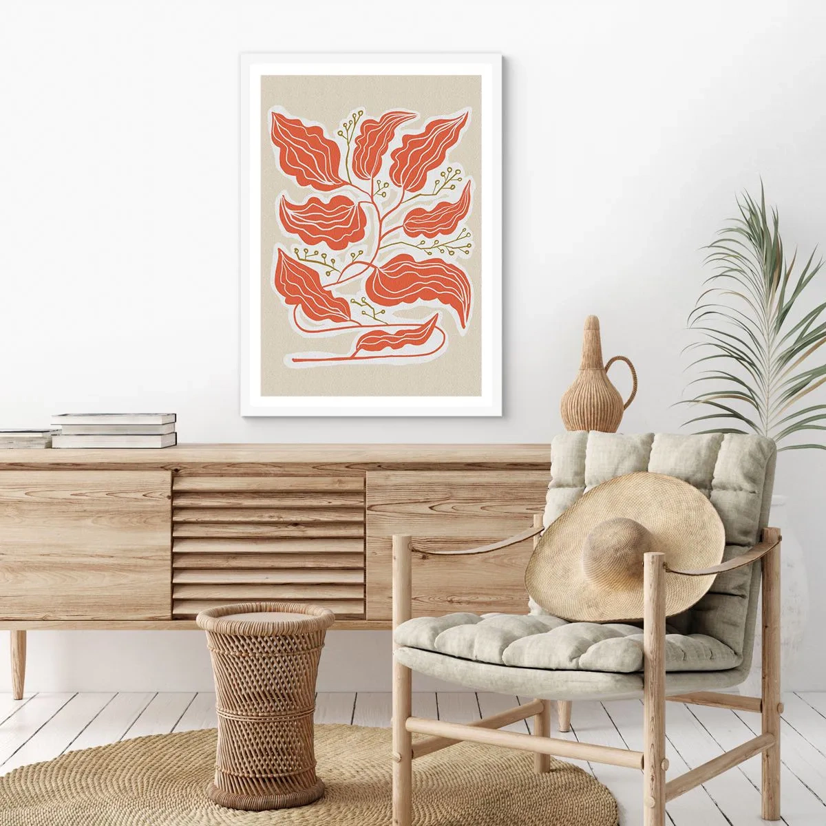 Poster in white frmae - Folk and Coral - 30x40 cm