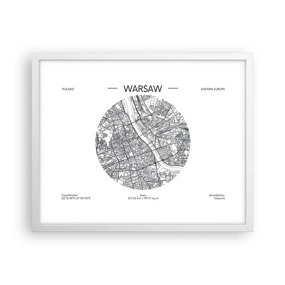 Poster in white frmae - Anatomy of Warsaw - 50x40 cm