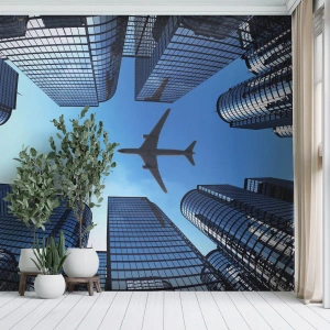 Photo Wallpaper Standard Eco - View from a Glass Gorge - Architecture, Plane, City - 200x140 cm