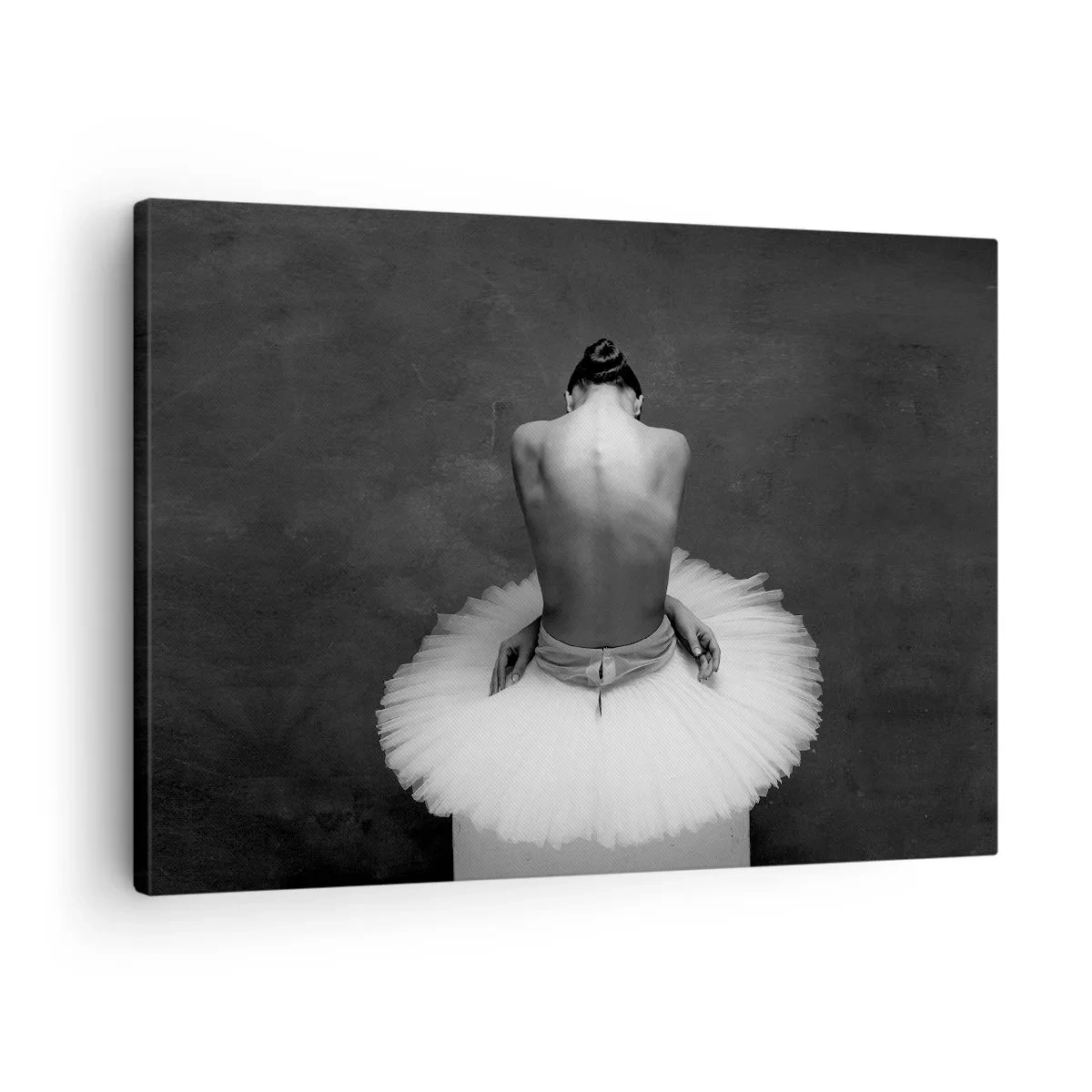 Canvas picture - A ballet dancer in a classic pose against a dark background. - 70x50cm - It Is Blossoming - Modern wall decoration for the living room and bedroom ARTTOR