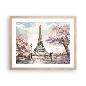 Poster in light oak frame - April Walk in Paris - 50x40 cm